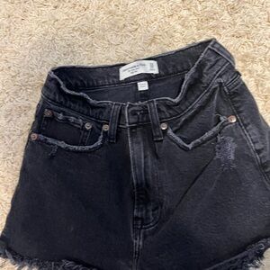 Abercrombie curve love Distressed Black Denim Shorts